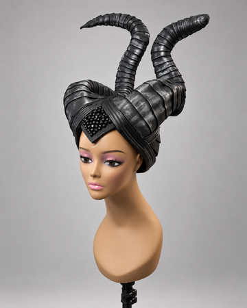 NEW Handmade Black Horned Headdress – Dark Fantasy Cosplay Headpiece – OOAK